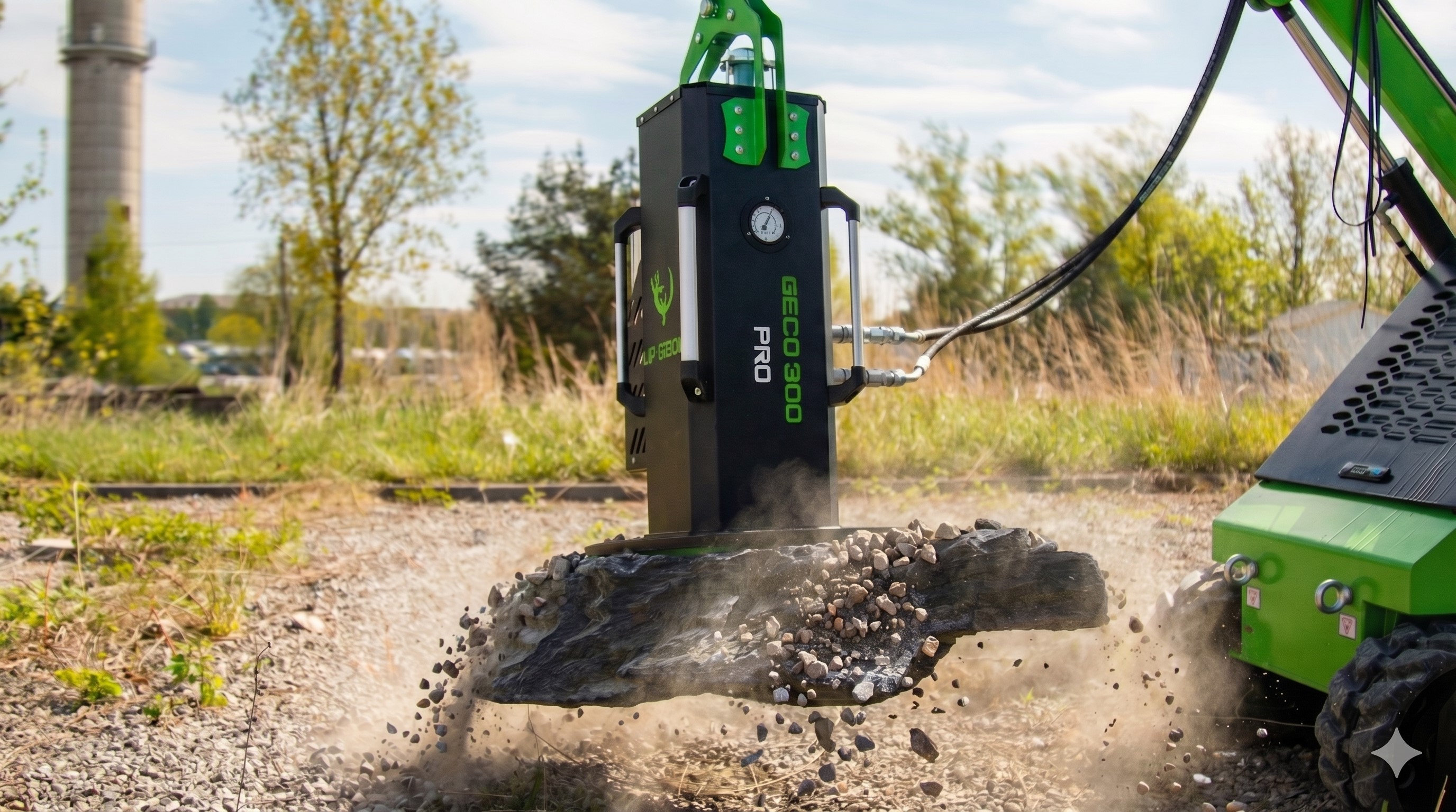 Manipulador de vacío hidráulico GECO 300 PRO levantando una losa de piedra